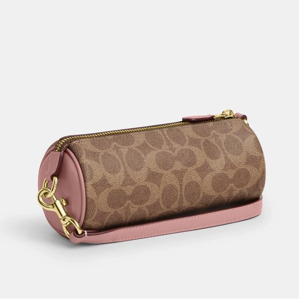 Coach Nolita Barrel Bag In Colorblock Signature Canvas CY040 in Pink petal NWT - Picture 2 of 11